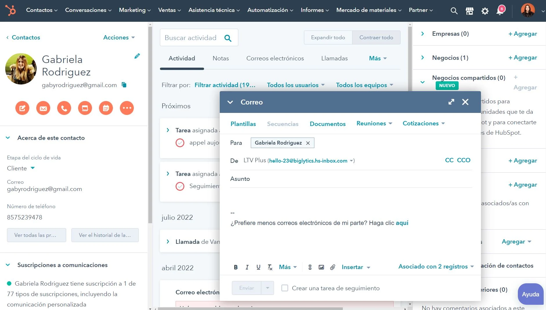 email hubspot sales